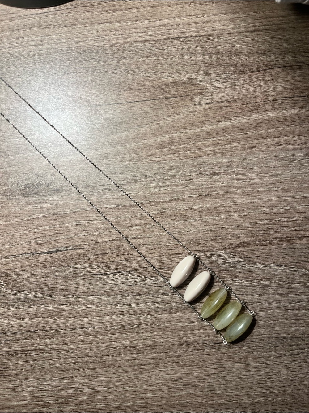 Women's Silver Necklace with Cream and Yellow Beads